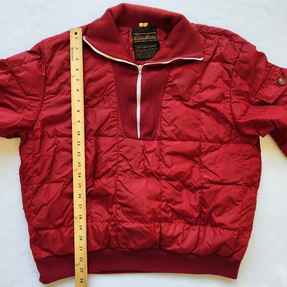 Vintage Eddie Bauer Red Down Quilted Pullover Jacket Canada Patch 80's Cabincore - Picture 12 of 12